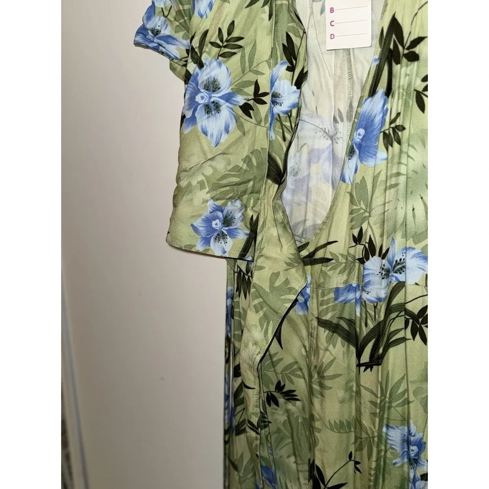 Caribbean Joe Green And Blue Floral Maxi Dress Size L